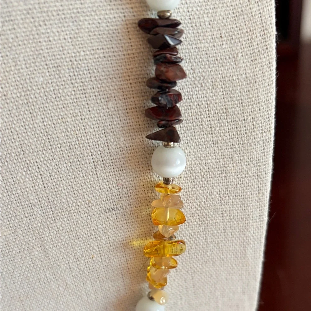 Stone Chip and Cats Eye Glass Bead Necklace #404 - Picture 4 of 6